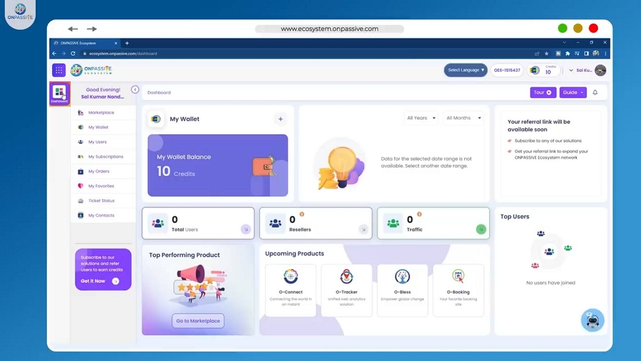 ONPASSIVE Ecosystem Dashboard Features